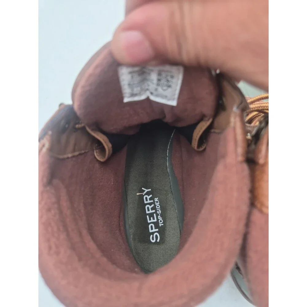 Sperry Mens Avenue Duck Boots Tan Olive Green Waterproof Size 9 Sts23429